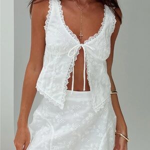 White Lace Trim Sleepwear Top